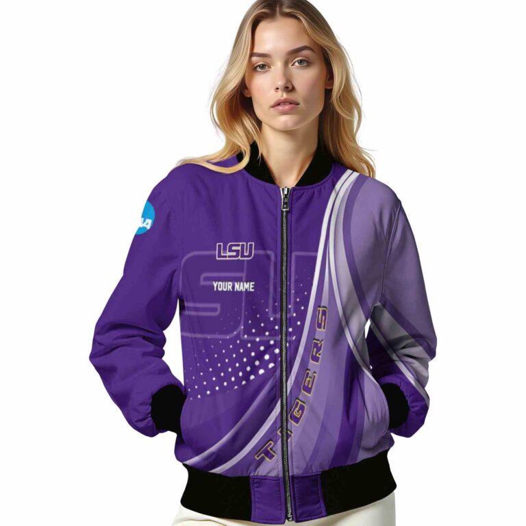 customized lsu tigers wave patterns purple jacket latest model