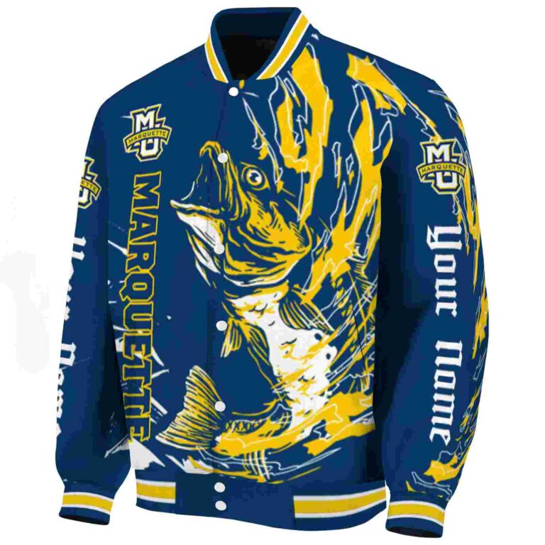 customized marquette golden eagles fishing passion blue white jacket best selling
