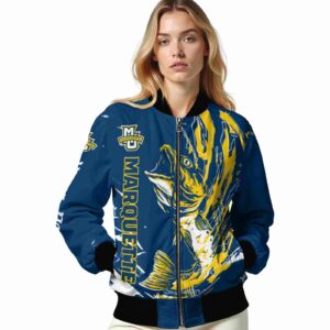 customized marquette golden eagles fishing passion blue white jacket latest model