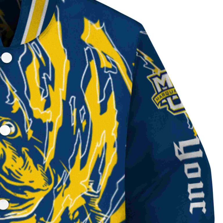 customized marquette golden eagles fishing passion blue white jacket premium grade