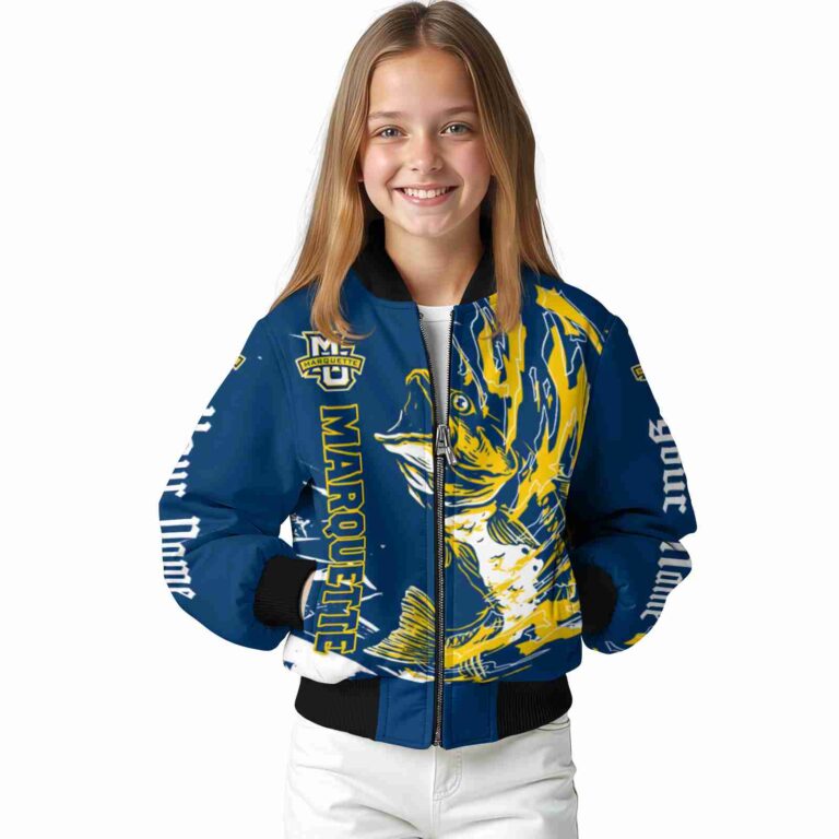 customized marquette golden eagles fishing passion blue white jacket top rated