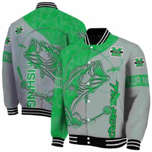 customized marshall thundering herd fishing rod gray jacket fashion forward