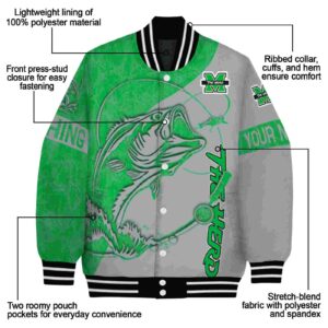 customized marshall thundering herd fishing rod gray jacket new arrival