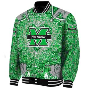customized marshall thundering herd heart explosion green jacket best selling