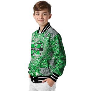 customized marshall thundering herd heart explosion green jacket trendy