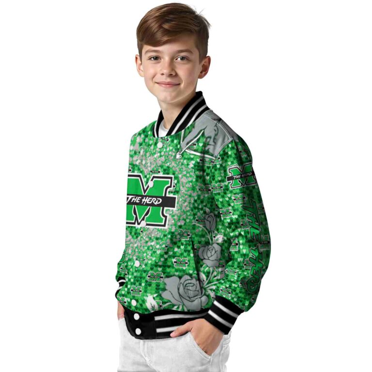 customized marshall thundering herd heart explosion green jacket trendy