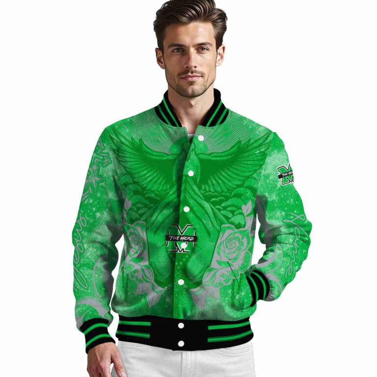 customized marshall thundering herd praying hands green jacket high quality