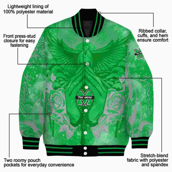 customized marshall thundering herd praying hands green jacket new arrival