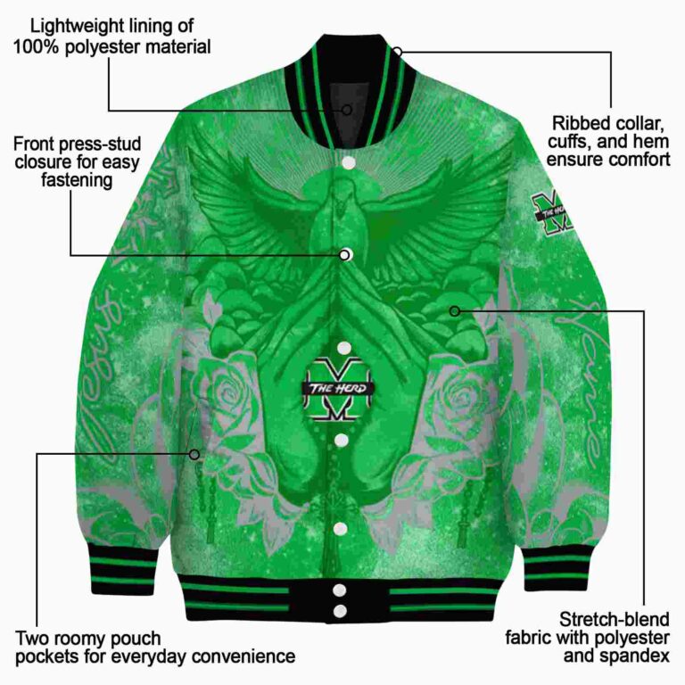 customized marshall thundering herd praying hands green jacket new arrival