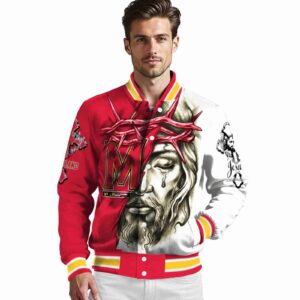 customized maryland terrapins jesus tears red white jacket high quality