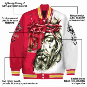 customized maryland terrapins jesus tears red white jacket new arrival