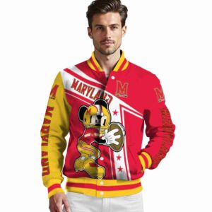 customized maryland terrapins mickey football red white jacket high quality