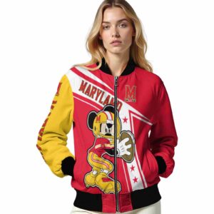 customized maryland terrapins mickey football red white jacket latest model