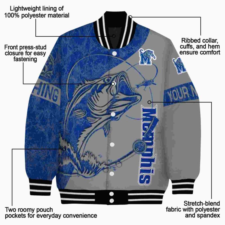 customized memphis tigers fishing rod gray jacket new arrival