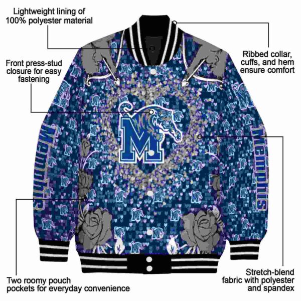 customized memphis tigers heart explosion blue jacket new arrival