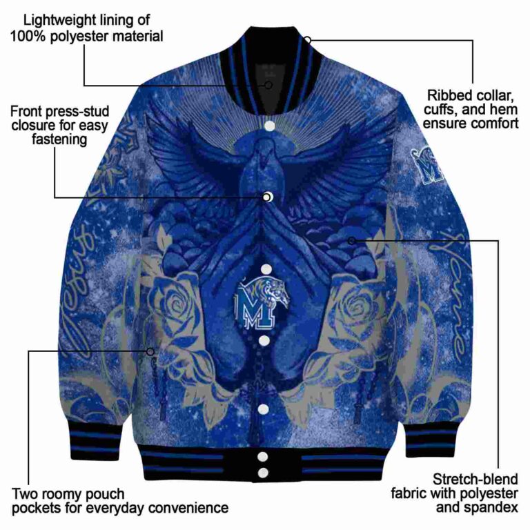 customized memphis tigers praying hands blue jacket new arrival