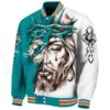customized miami dolphins jesus tears aqua white jacket best selling