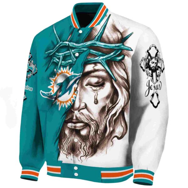 customized miami dolphins jesus tears aqua white jacket best selling
