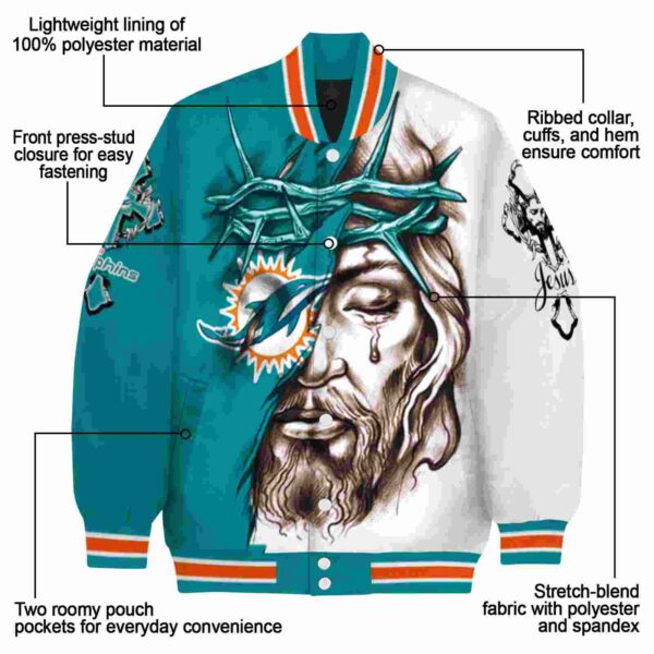 customized miami dolphins jesus tears aqua white jacket new arrival