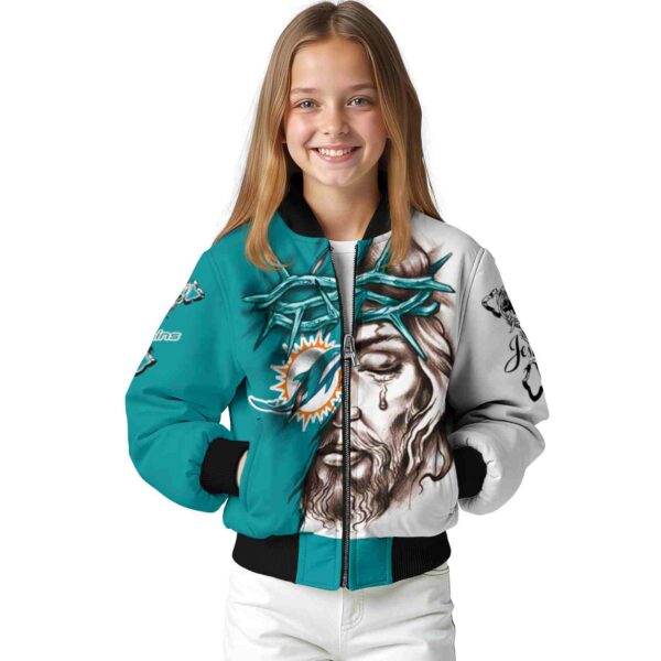 customized miami dolphins jesus tears aqua white jacket top rated