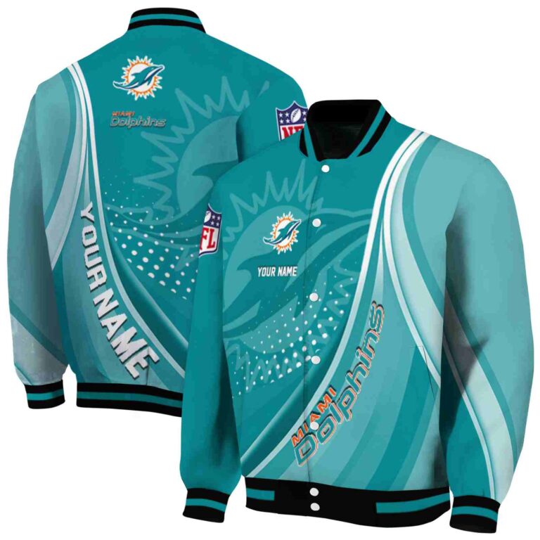 customized miami dolphins wave patterns aqua jacket fashion forward