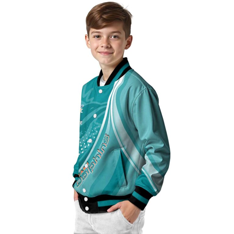 customized miami dolphins wave patterns aqua jacket trendy