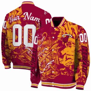 customized miami heat fishing art red jacket fashion forward