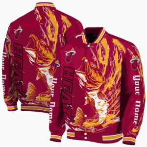 customized miami heat fishing passion red white jacket fashion forward