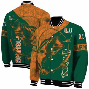 customized miami hurricanes fishing rod green jacket fashion forward