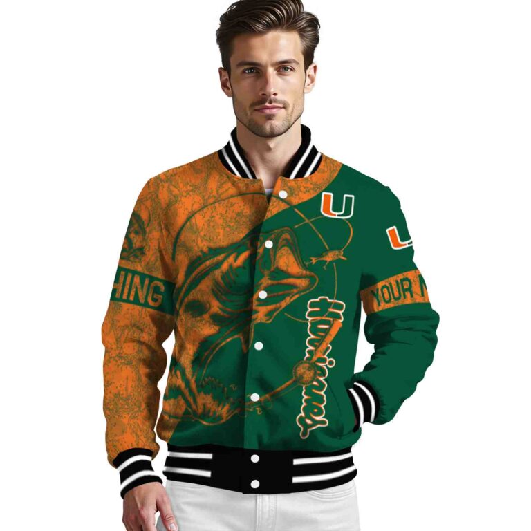 customized miami hurricanes fishing rod green jacket high quality