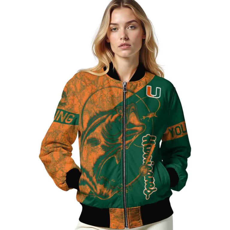 customized miami hurricanes fishing rod green jacket latest model