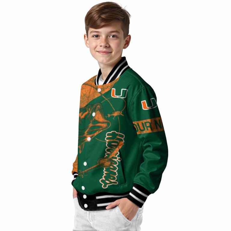customized miami hurricanes fishing rod green jacket trendy