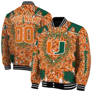 customized miami hurricanes heart explosion orange jacket fashion forward