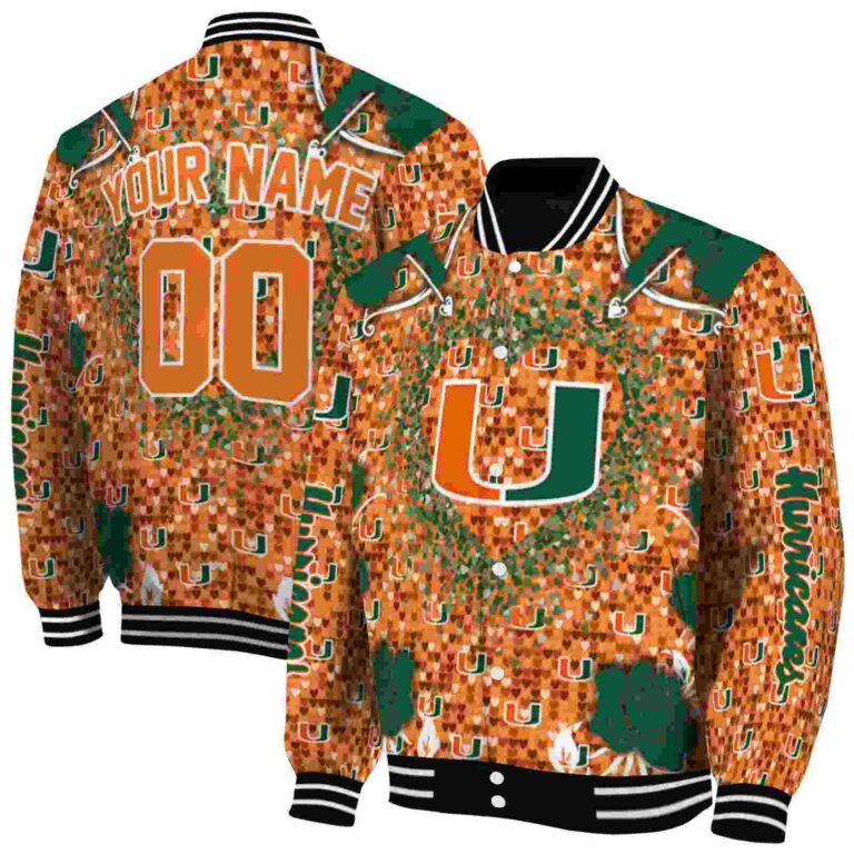 customized miami hurricanes heart explosion orange jacket fashion forward