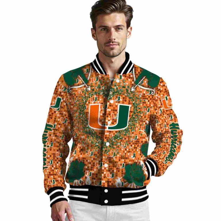 customized miami hurricanes heart explosion orange jacket high quality