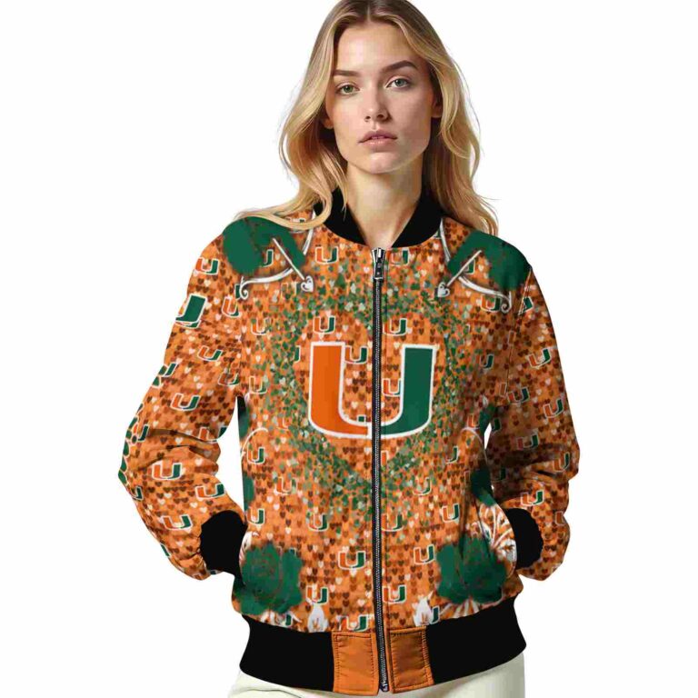 customized miami hurricanes heart explosion orange jacket latest model