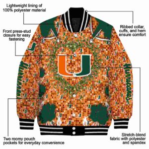 customized miami hurricanes heart explosion orange jacket new arrival