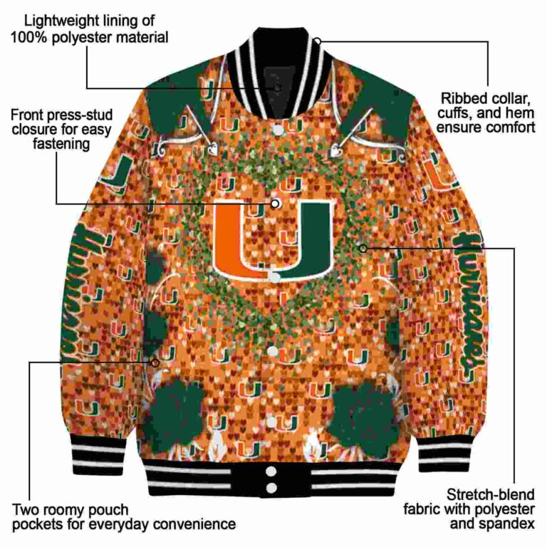customized miami hurricanes heart explosion orange jacket new arrival