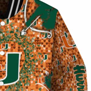 customized miami hurricanes heart explosion orange jacket premium grade