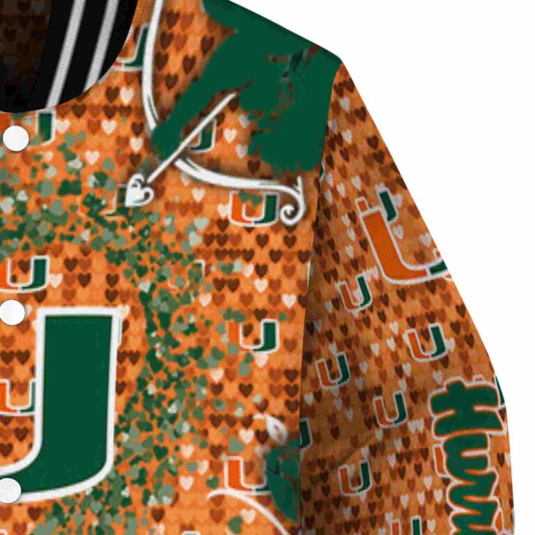 customized miami hurricanes heart explosion orange jacket premium grade