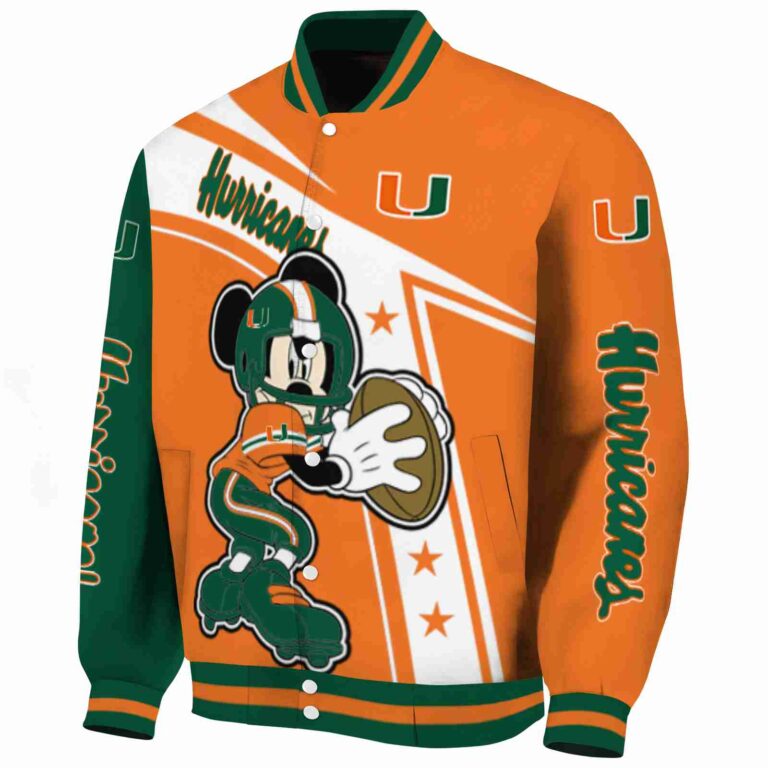 customized miami hurricanes mickey football orange white jacket best selling