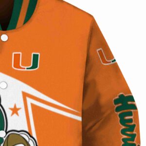 customized miami hurricanes mickey football orange white jacket premium grade