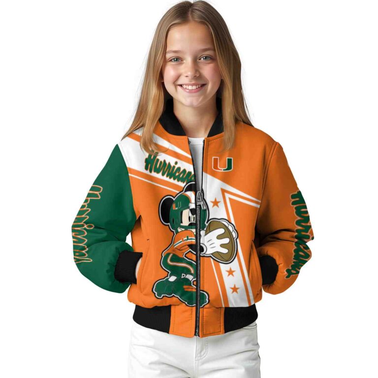 customized miami hurricanes mickey football orange white jacket top rated