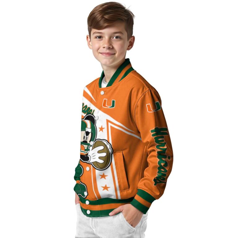 customized miami hurricanes mickey football orange white jacket trendy