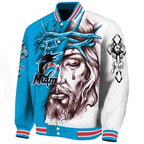 customized miami marlins jesus tears blue white jacket best selling
