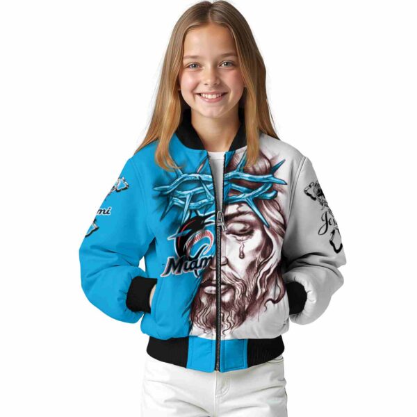 customized miami marlins jesus tears blue white jacket top rated