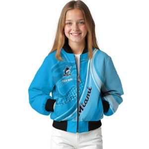customized miami marlins wave patterns blue jacket top rated