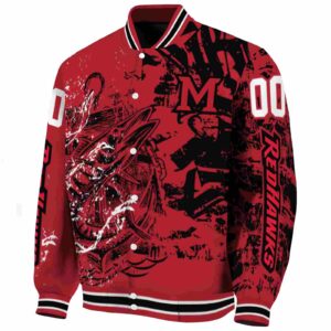 customized miami redhawks fishing art red jacket best selling