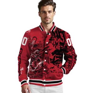 customized miami redhawks fishing art red jacket high quality