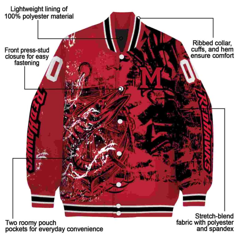 customized miami redhawks fishing art red jacket new arrival